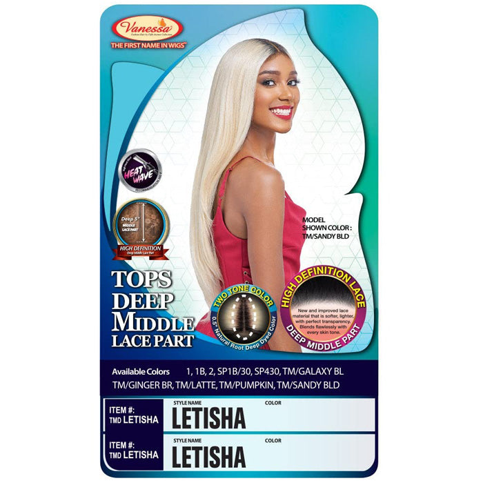 Vanessa Tops Middle Part HD Lace Front Wig - LETISHA