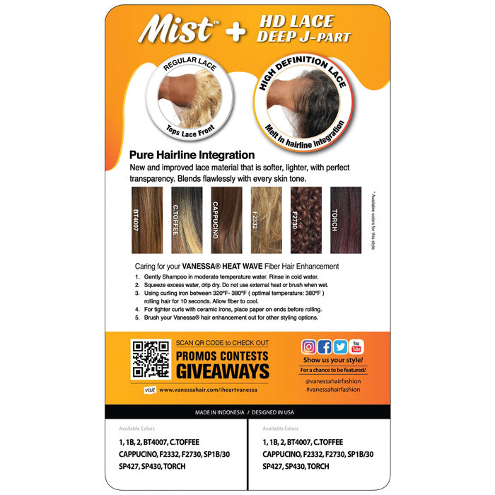 Vanessa Mist Deep J-Part HD Lace Front Wig - KERA