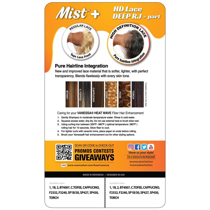 Vanessa Mist HD Deep J-Part Lace Wig - UPTON