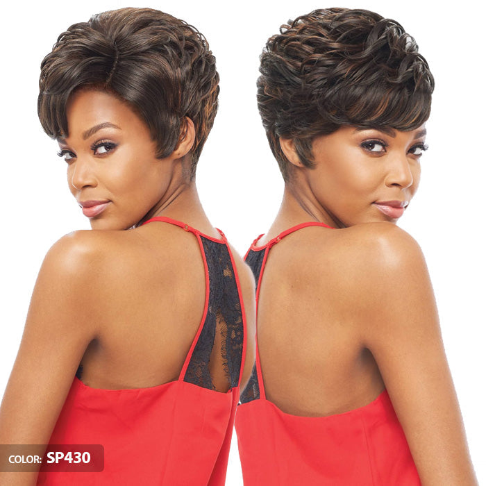 Vanessa Honey-C Brazilian Human Hair Blend Swissilk Lace Front Reverse C-Side Part Wig TRCHB UNA