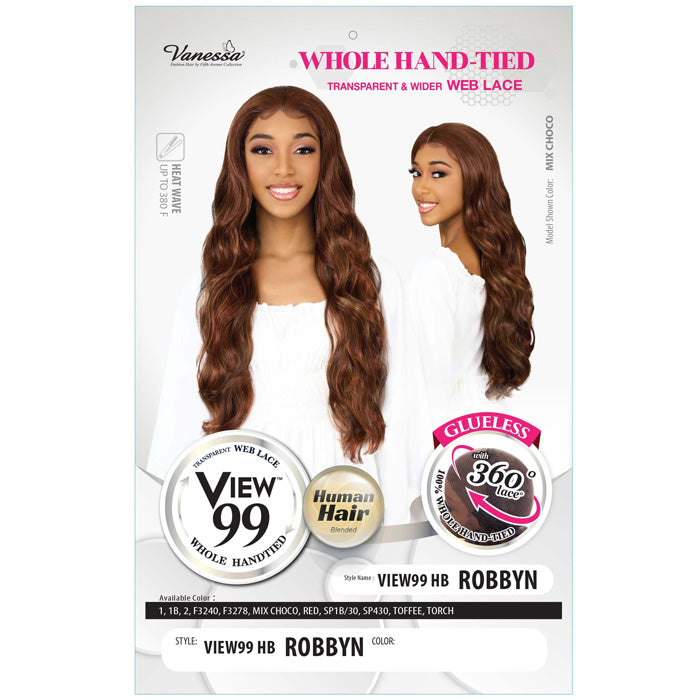 Vanessa View 99 Glueless 360 Whole Hand-Tied Human Hair Blended HD Lace Wig - VIEW99 HB ROBBYN