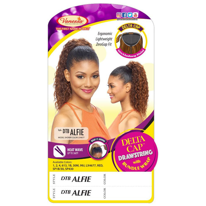 Vanessa Delta Cap Drawstring With Bundle Wrap Express Curl Ponytail - DTB ALFIE