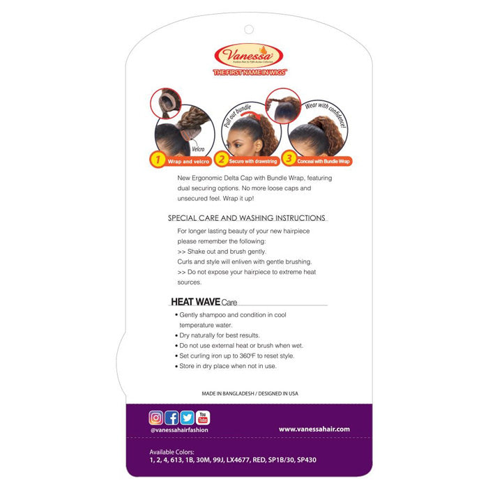 Vanessa Delta Cap Drawstring With Bundle Wrap Express Curl Ponytail - DTB ALFIE