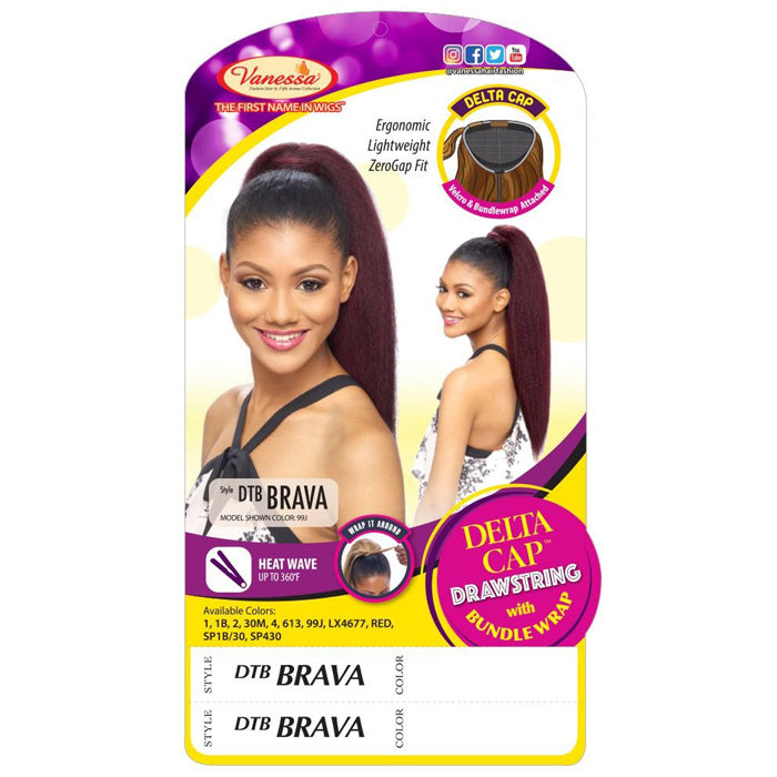Vanessa Delta Cap Drawstring With Bundle Wrap Express Curl Ponytail - DTB BRAVA