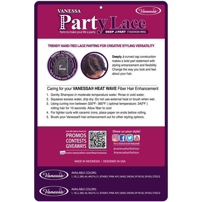 Vanessa Party Lace Deep J-Part Front Wig - DIVA