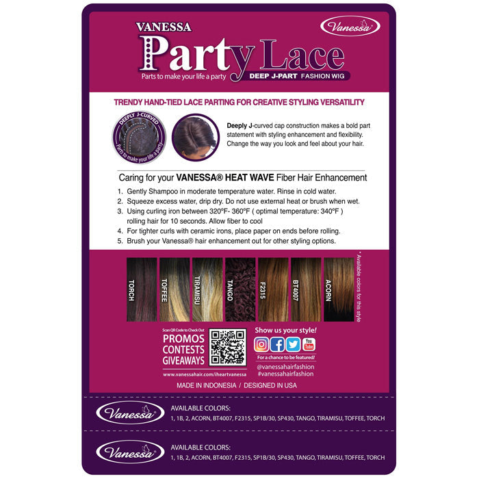 Vanessa Party Lace Synthetic Deep J-Curved HD Lace Part Wig - DJ SOMI