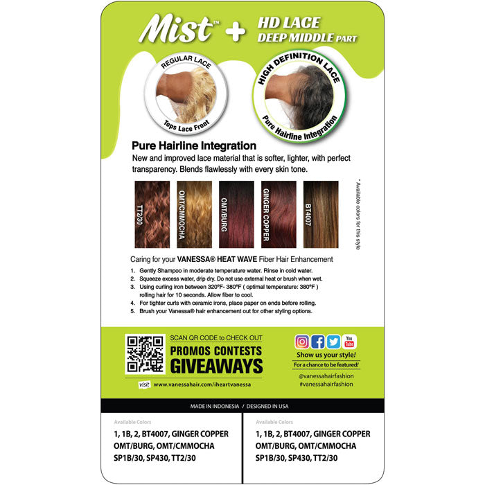 Vanessa Mist Deep Middle Part HD Lace Front Wig - GISELE