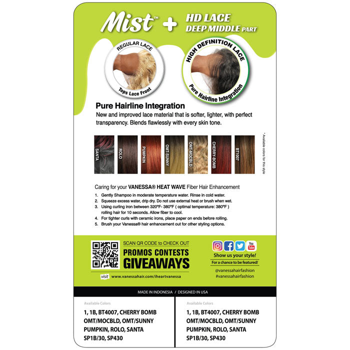 Vanessa Mist Deep Middle Part HD Lace Wig - MIST MANIA