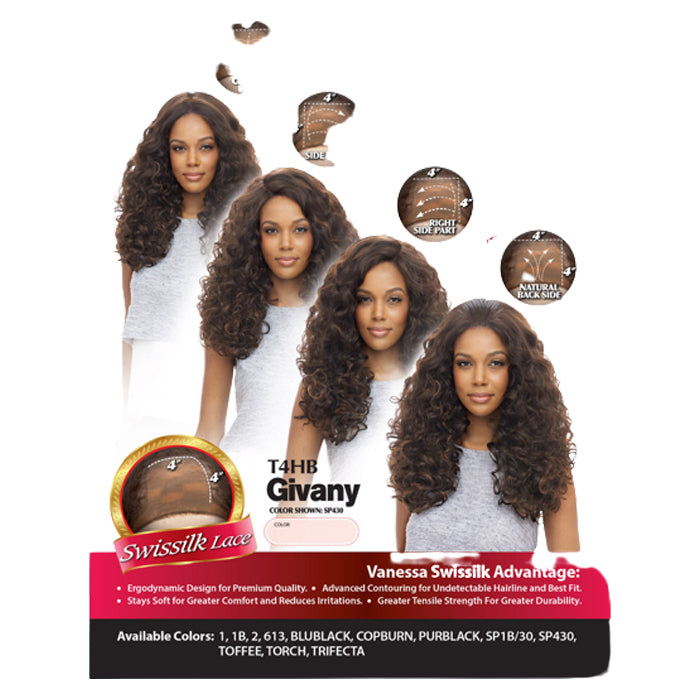Vanessa Honey-4 Brazilian Human Hair Blend Lace Front Wig T4HB GIVANY