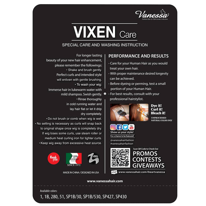 Vanessa Vixen 100% Human Hair Wig - HJH AMIA