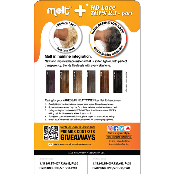 Vanessa Melt Top RJ-Part HD Lace Front Wig - BLINK