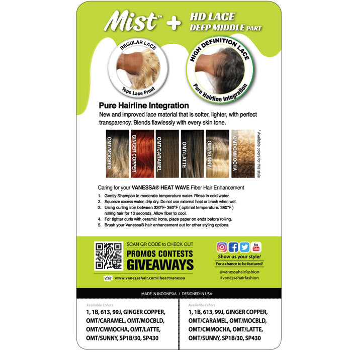 Vanessa Mist HD Lace Deep Part Front Wig - MIST INKY