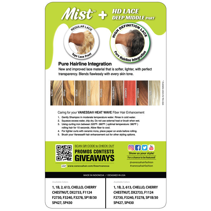 Vanessa Mist HD Lace Deep Part Wig - AIRY