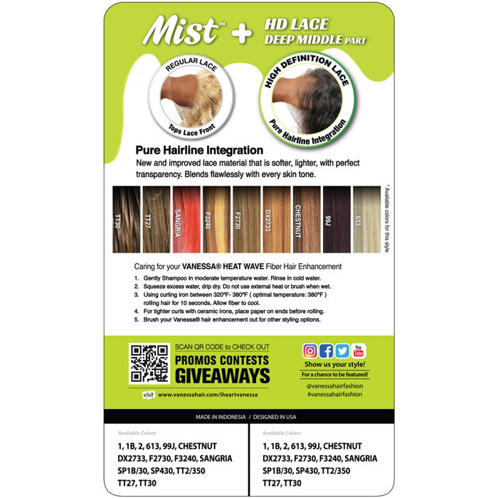 Vanessa Mist HD Lace Part Wig - TESA 38