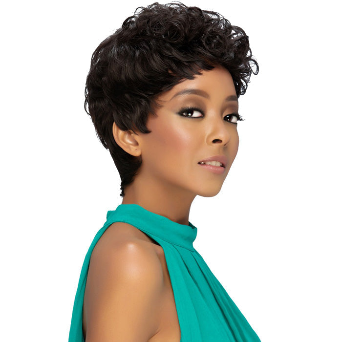 Vivica A Fox Remi Natural Human Hair wig SHORT LAYERED CUT WITH TIGHT PIN-CURL FRONT BANG - VIVID
