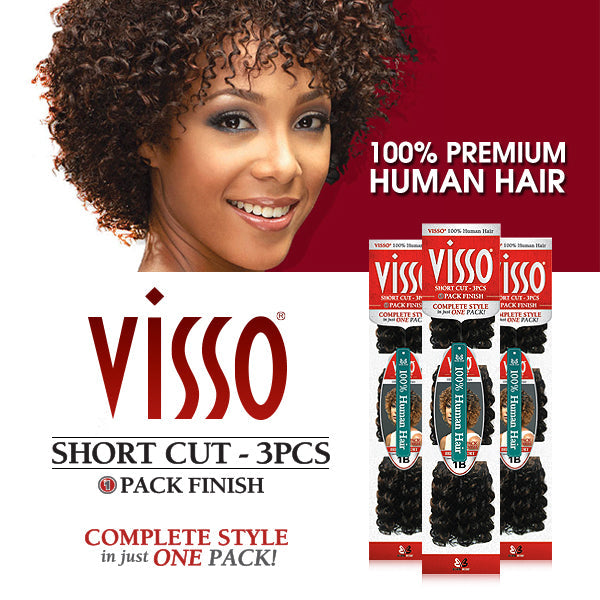 Bobbi Boss Visso 100% Human Hair Weave FOXY SHORT 3PCS (1Pack Complete)