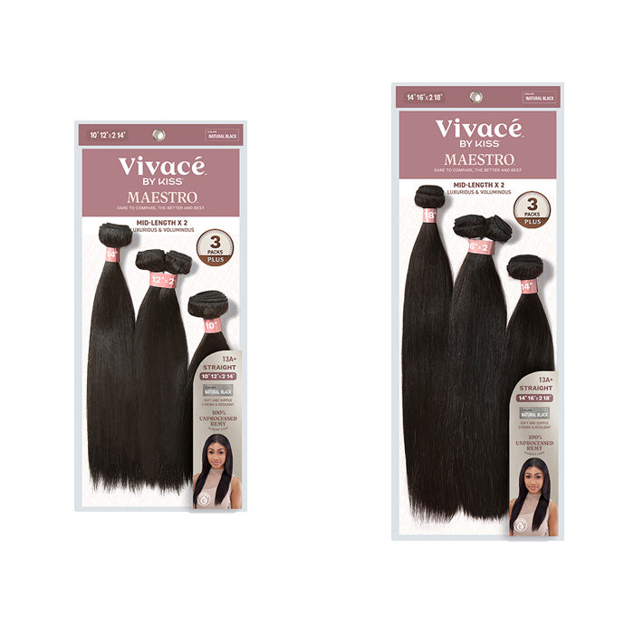 Vivace By Kiss Maestro Bundle Multi 3 Packs Plus STRAIGHT - 100% UNPROCESSED REMY HUMAN HAIR