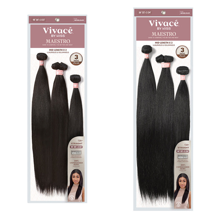 Vivace By Kiss Maestro Bundle Multi 3 Packs Plus STRAIGHT - 100% UNPROCESSED REMY HUMAN HAIR