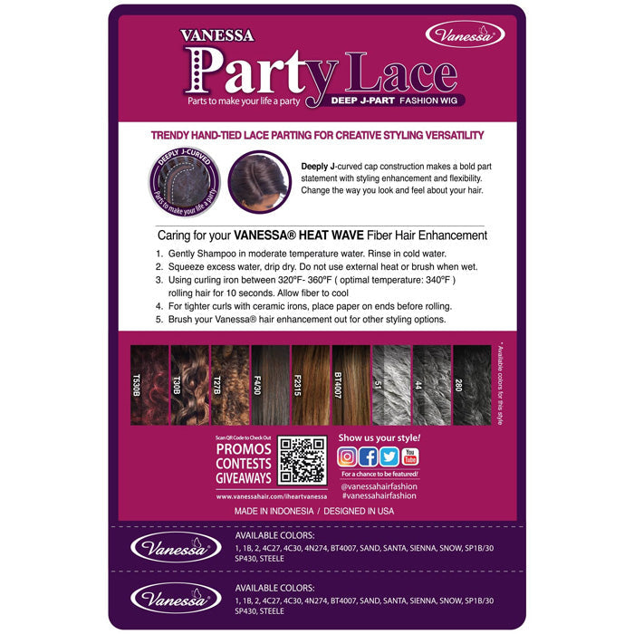 Vanessa Party Lace Deep J Part Fashion Wig - MONDY