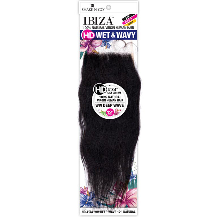 Shake-N-Go Ibiza 100% Virgin Human Hair 4X4 HD Wet & Wavy Lace Closure - WW DEEP WAVE 12