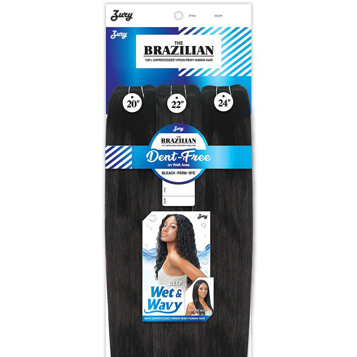Zury Sis Brazilian Virgin Remy  100% Unprocessed Human Hair Dent-Free Wet & Wavy Weave Bundle - DEEP (10"-24")