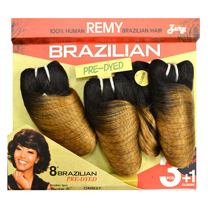 Zury Sis 100% Human Remy Brazilian Weave - TWIN 8" (3 Pcs+1 Closure)