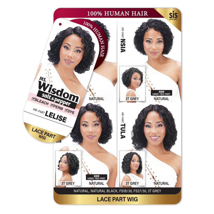 Zury Sis Ms. Wisdom Salt & Pepper 100% Human Hair Lace Part Wig - LELISE