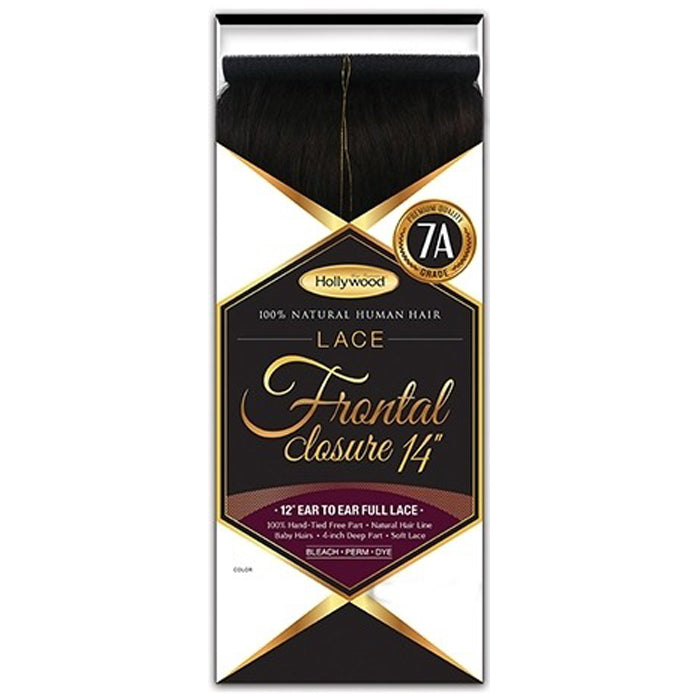 Hollywood 7A 100% Natural Human Hair Lace Closure - 12x4 FRONTAL CLOSURE 14"