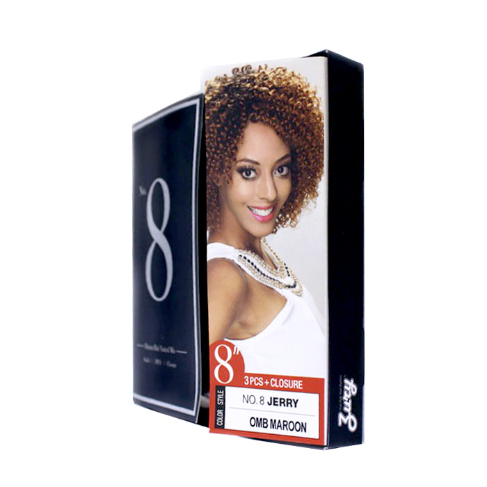 Zury Sis Human Hair Natural Mix Weave - NO.8 JERRY 8" (3 PCS + Closure)