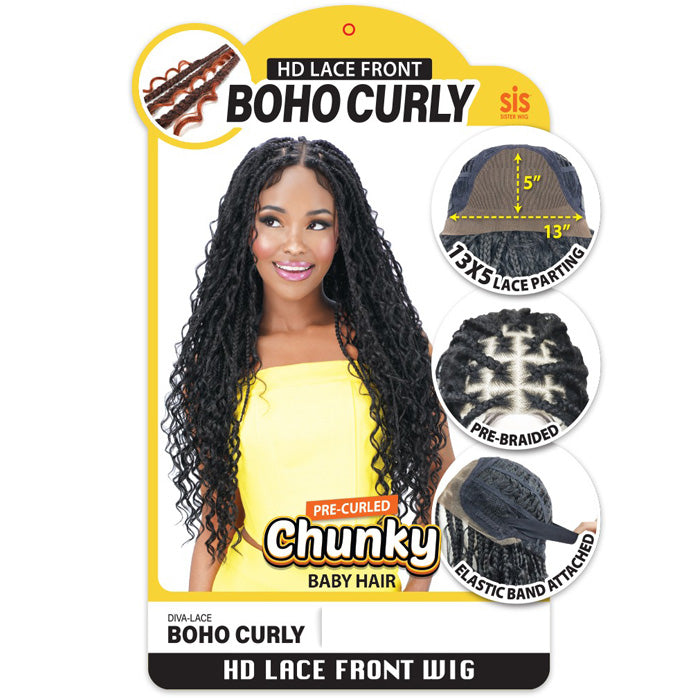 Zury Diva Chunky 13x5 HD Lace Front Wig - BOHO CURLY - Pre-Braided