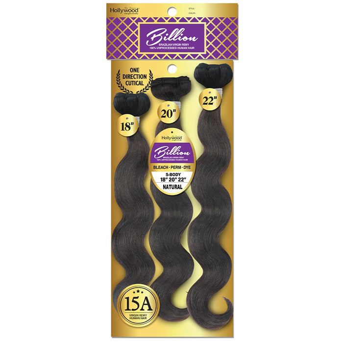 Hollywood Billion Brazilian Virgin Remy 100% Unprocessed Human Hair Weave - S-BODY - 10-28" (Multi Length/ 1 Pack)