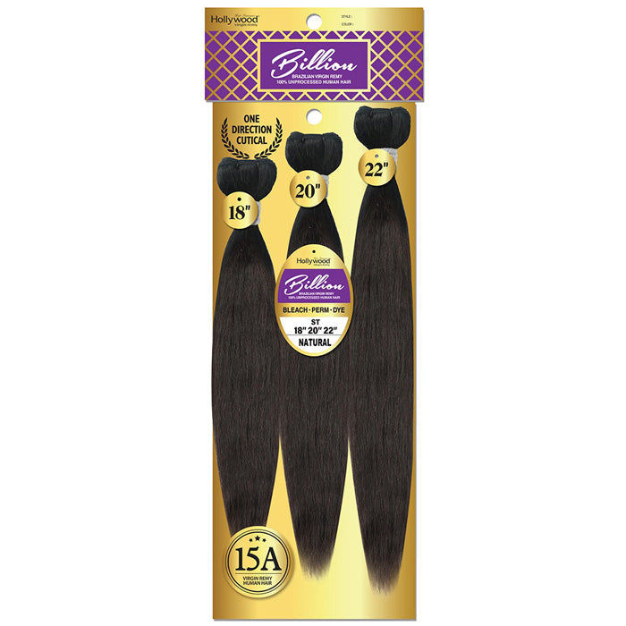 Hollywood Billion Brazilian Virgin Remy 100% Unprocessed Human Hair Weave - STRAIGHT - 10-28" (Multi Length/ 1 Pack)