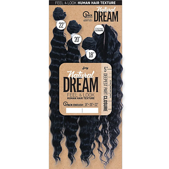 Zury Sis  Natural Dream Weave Feel & Look - MULTI DEEP WAVE 18/20/22" + 5" DEEP CLOSURE