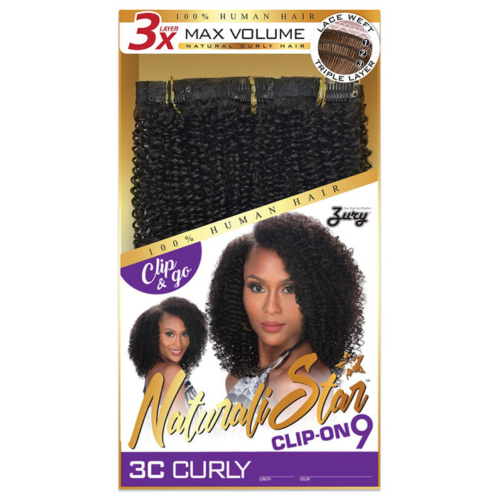 Zury Sis Naturali Star 100% Human Hair Clip On Weave 3C CURLY 9 Pcs