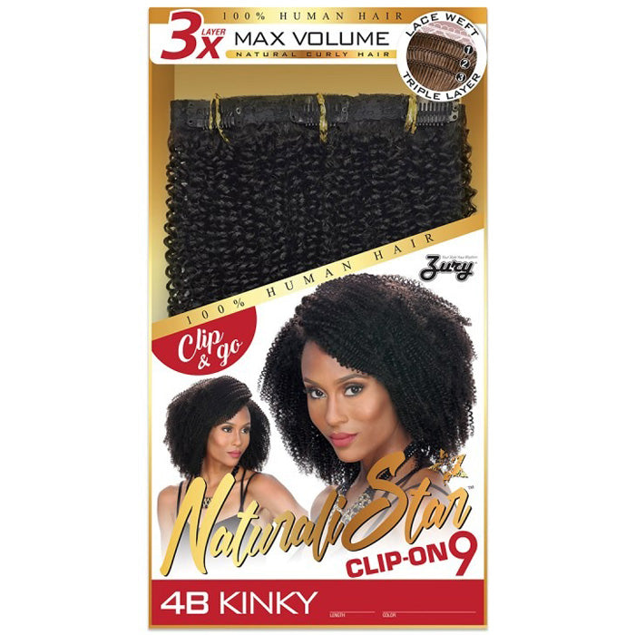 Zury Sis Naturali Star 100% Human Hair Clip-On 9 Weave - 4B KINKY 9 PCS