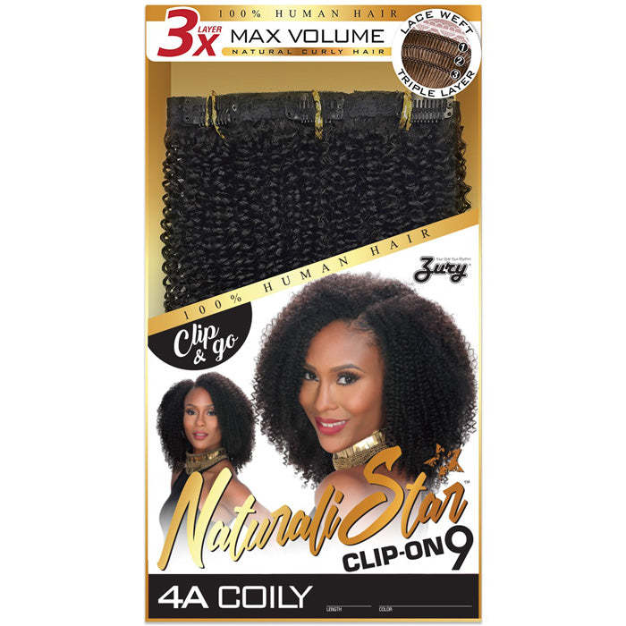 Zury Sis Naturali Star 100% Human Hair Weave Clip-On 9 - 4A COILY 9 PCS
