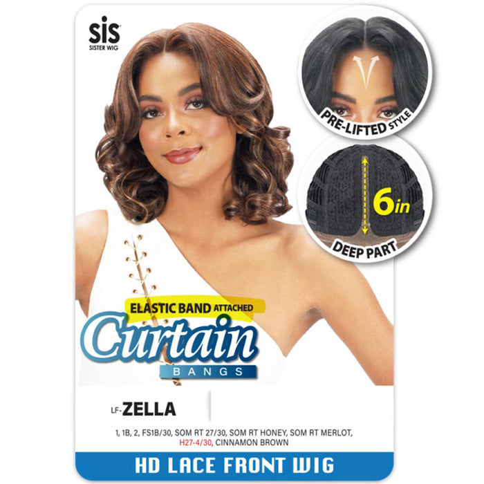 Zury Sis Curtain Bangs 6" Deep Part HD Lace Front Wig - ZELLA - Pre-Lifted Style